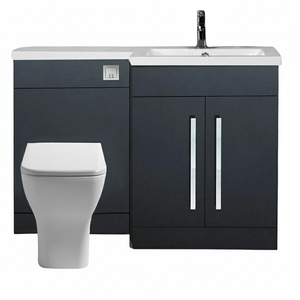Arko Tana 1100mm Bathroom Vanity Unit Set Basin Sink Toilet WC Right Hand Furniture Storage - Anthracite