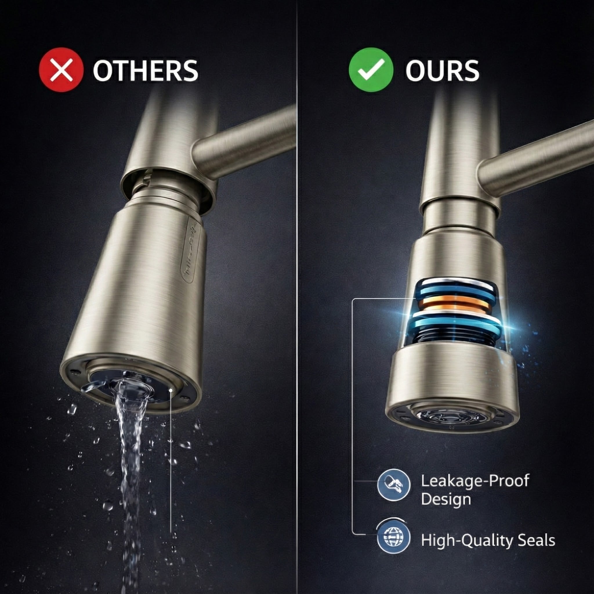 Arko TIRARE Pull Out Spray Kitchen Tap - Brushed Nickel
