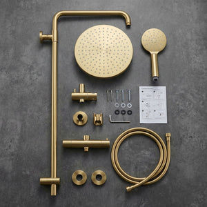 Arko Modern Round Thermostatic Shower – Brass
