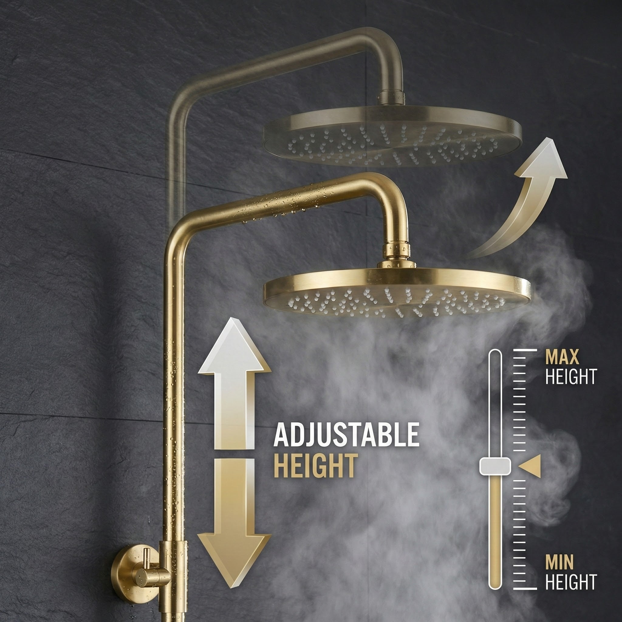 Arko Modern Round Thermostatic Shower – Brass