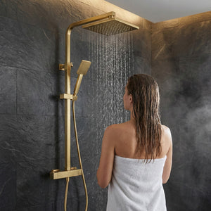 Arko Modern Square Thermostatic Shower – Brass
