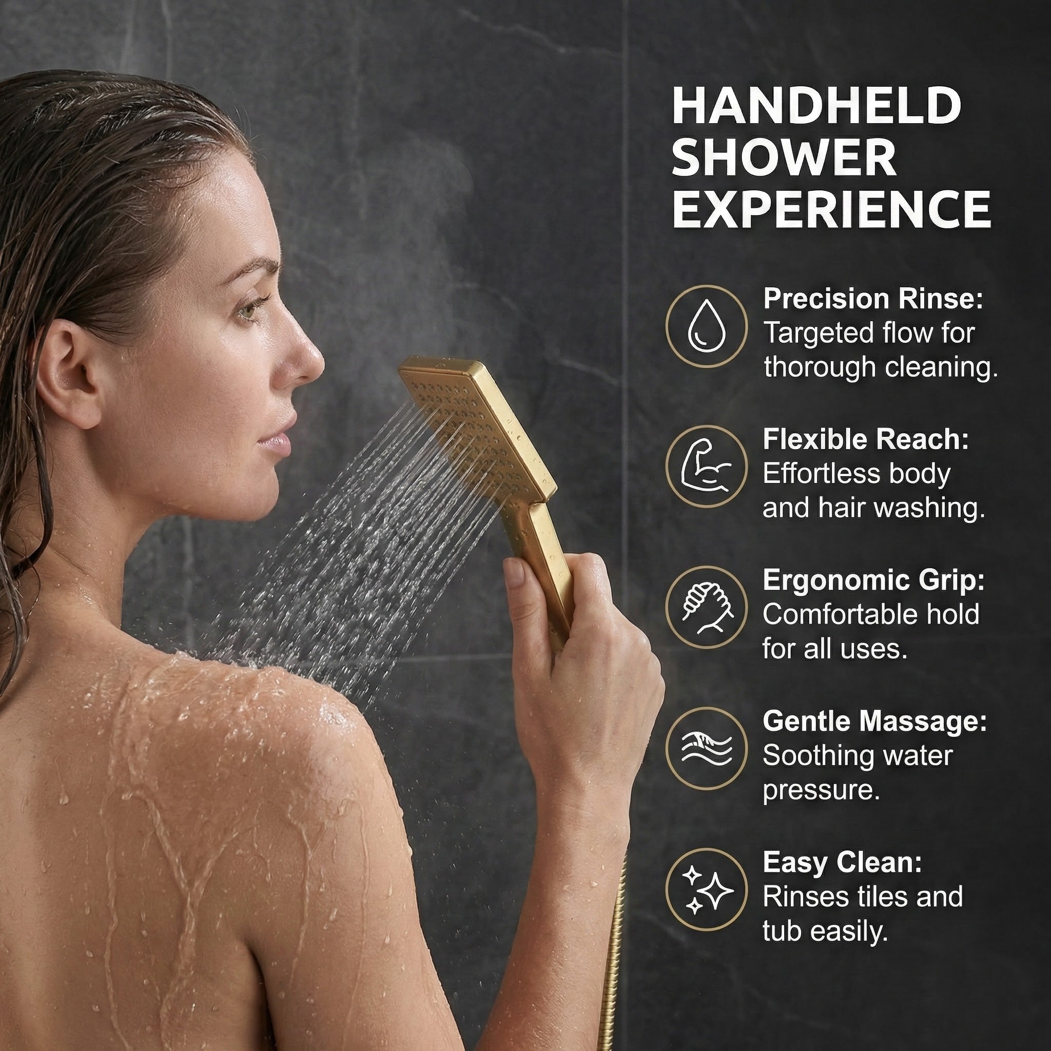 Arko Modern Square Thermostatic Shower – Brass