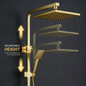 Arko Modern Square Thermostatic Shower – Brass