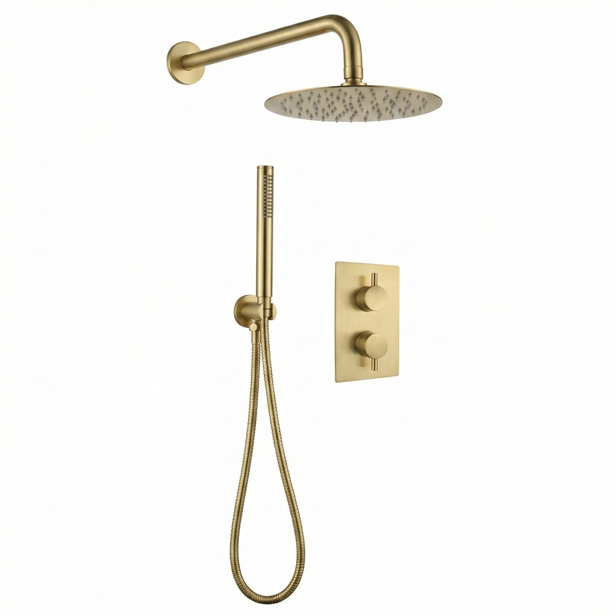 Brass Round Concealed Thermostatic Shower Pack with Head + Handset