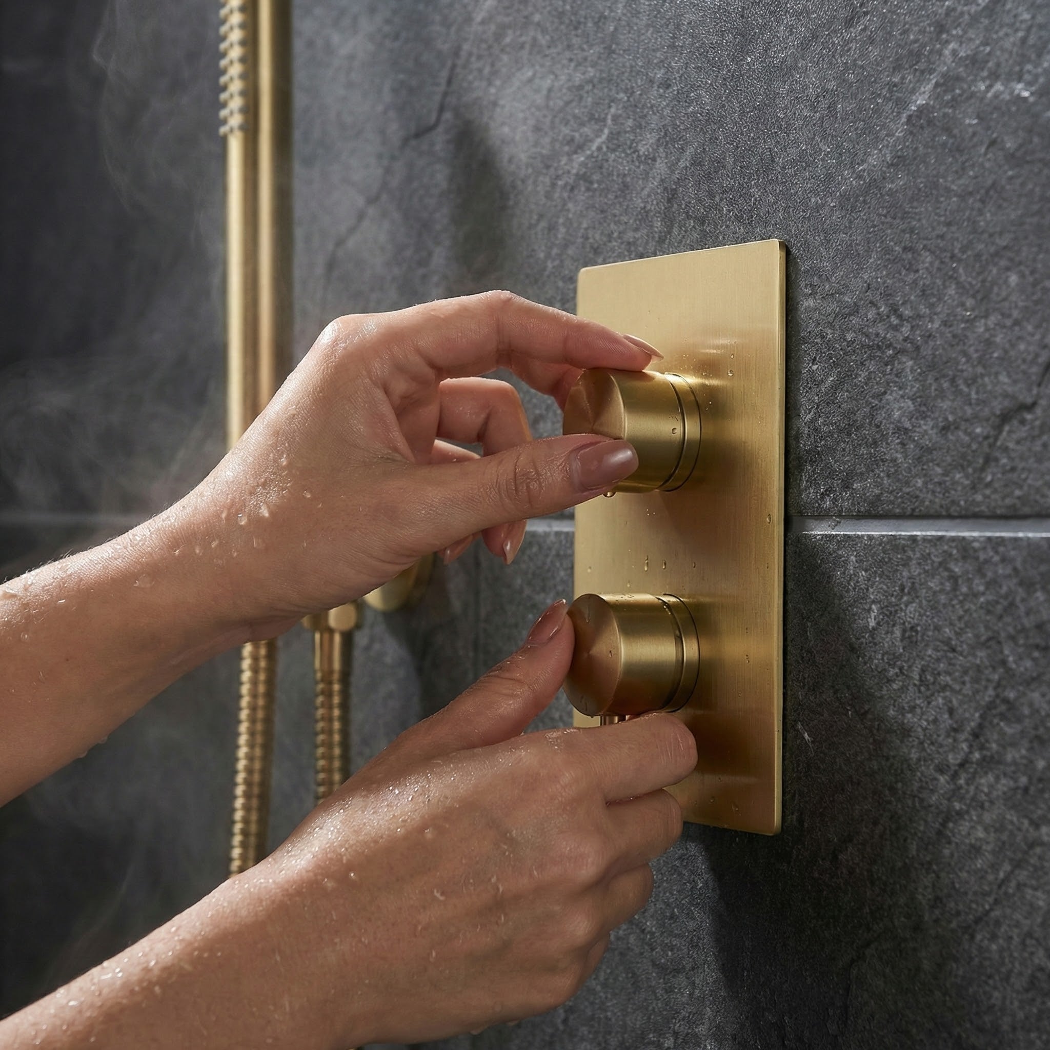 Brass Round Concealed Thermostatic Shower Pack with Head + Handset