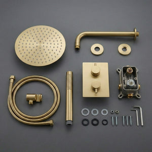Brass Round Concealed Thermostatic Shower Pack with Head + Handset