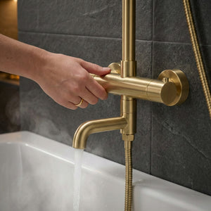 Arko Modern Round Thermostatic Shower with Filler – Brass