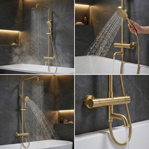 Arko Modern Round Thermostatic Shower with Filler – Brass