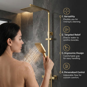 Arko Modern Square Thermostatic Shower  with Filler – Brass