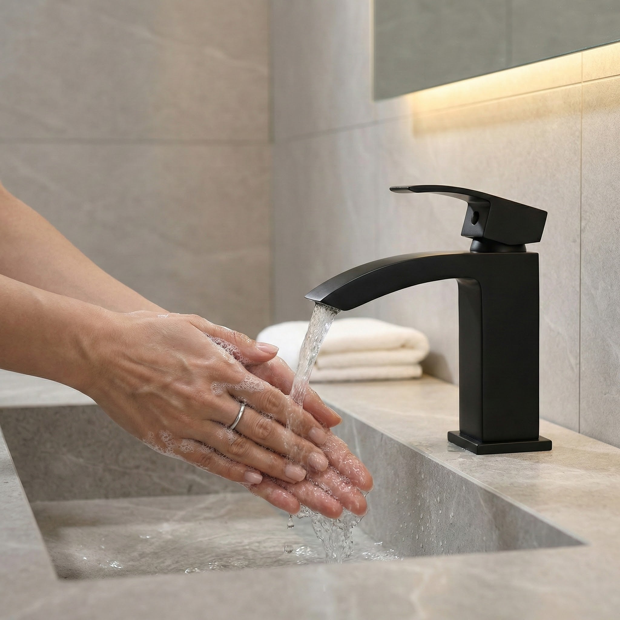Vista Black Square Basin Mixer Tap Black