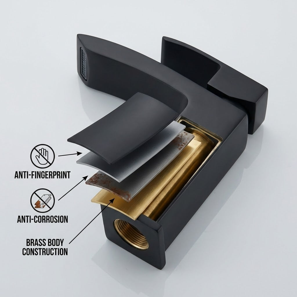 Vista Black Square Basin Mixer Tap Black