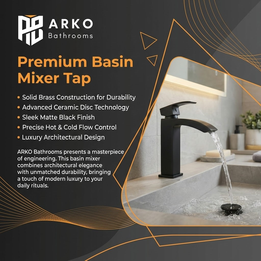 Vista Black Square Basin Mixer Tap Black