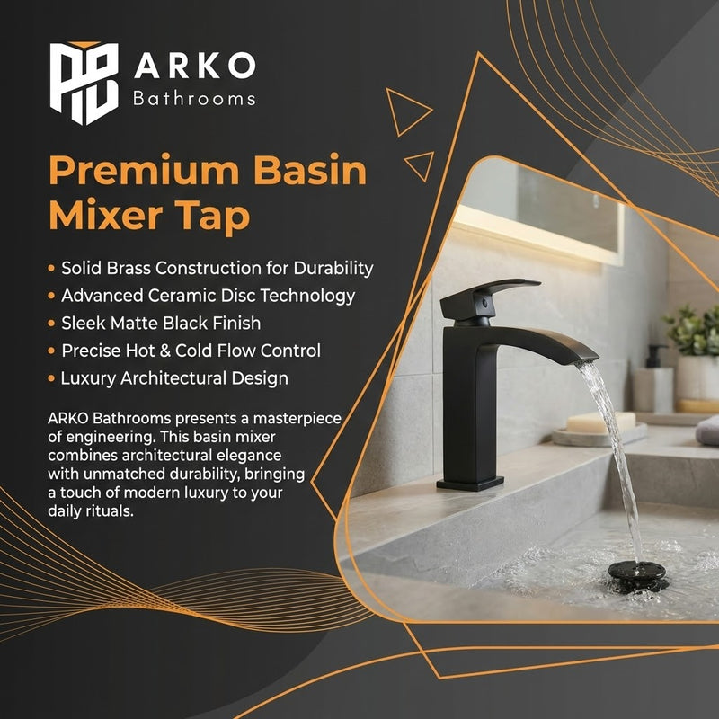 Vista Black Square Basin Mixer Tap Black