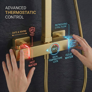 Arko Modern Square Thermostatic Shower – Brass