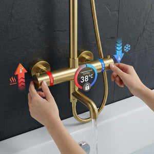 Arko Modern Round Thermostatic Shower with Filler – Brass