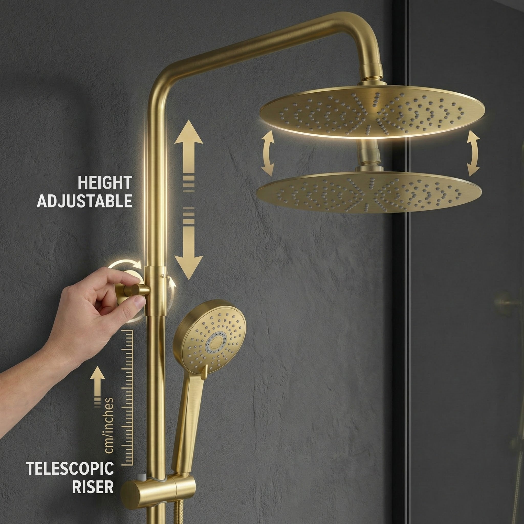 Arko Modern Round Thermostatic Shower with Filler – Brass