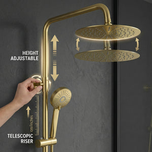 Arko Modern Round Thermostatic Shower with Filler – Brass