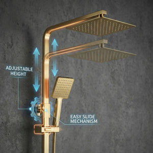 Arko Modern Square Thermostatic Shower  with Filler – Brass