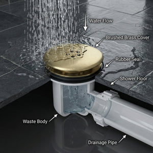 ARKO Bathroom Round Thermostatic Mixer Shower with Riser Rail, Shower Waste & Twin head - Brass
