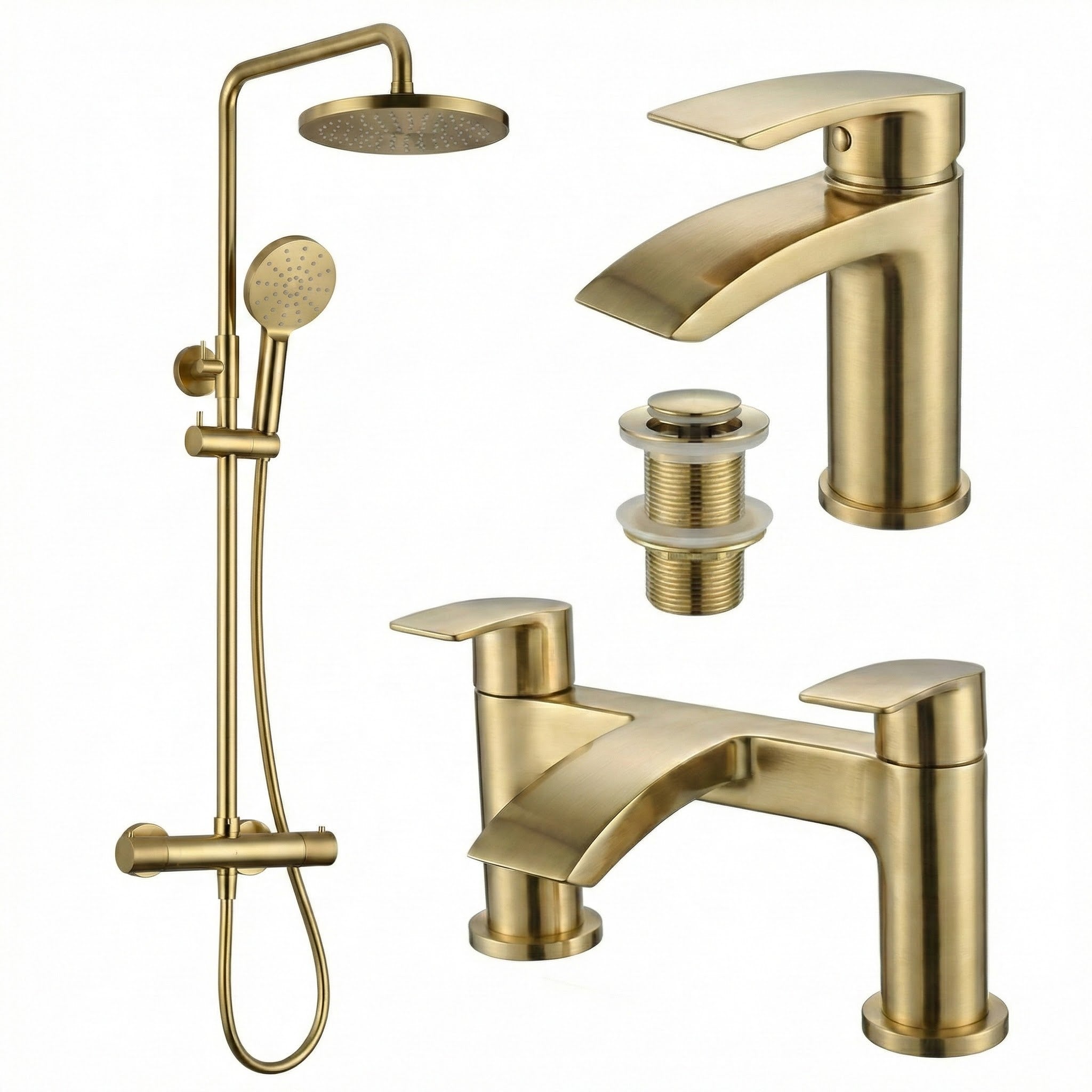 ARKO Capri Bath Filler & Mixer Shower Set - Brass