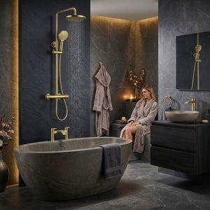 ARKO Capri Bath Filler & Mixer Shower Set - Brass