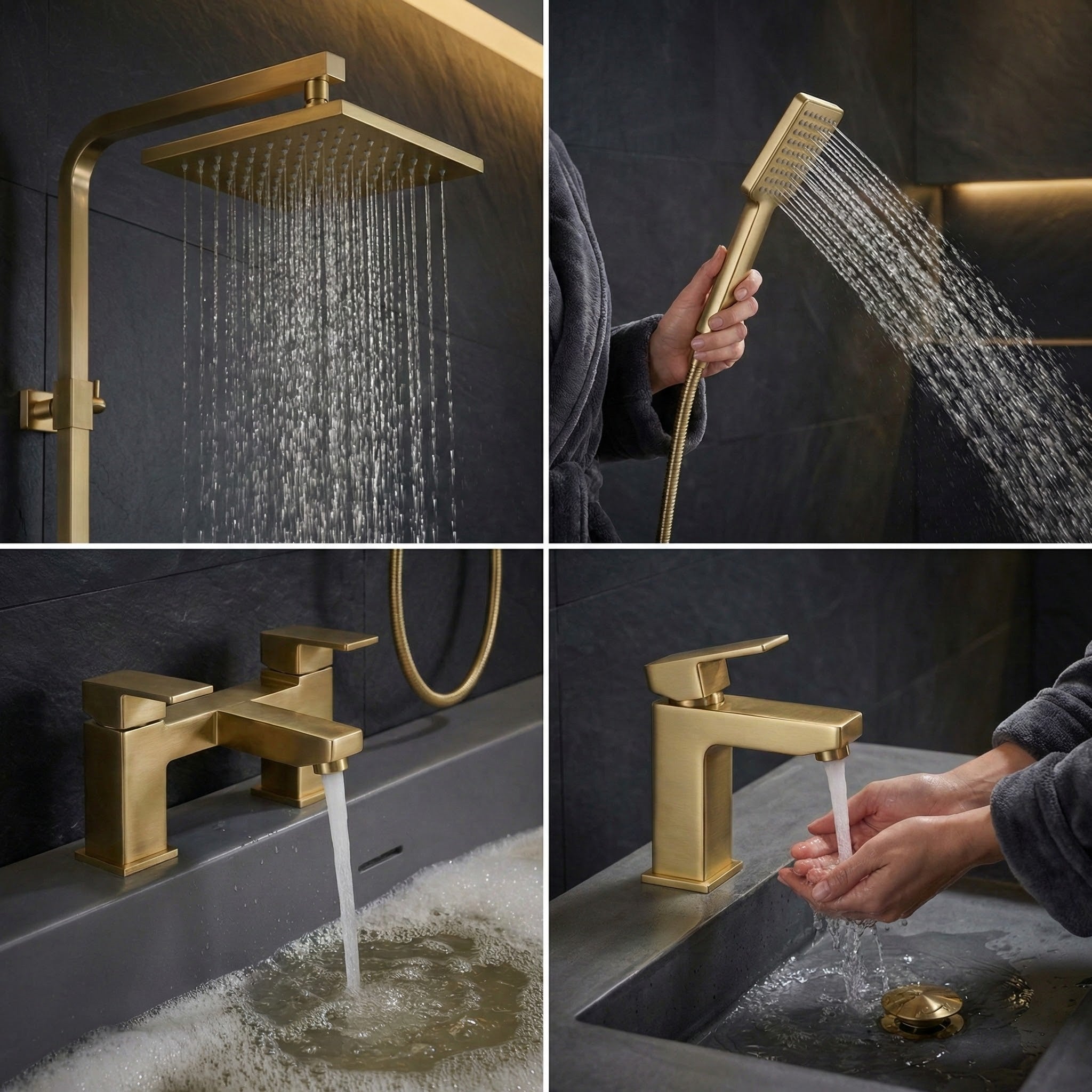 ARKO Verda Bath Filler & Mixer Shower Set – Brass