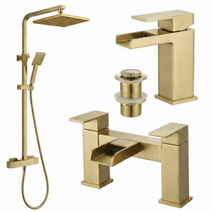 ARKO Waterfall Bath Filler & Mixer Shower Set – Brass