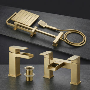 ARKO Waterfall Bath Filler & Mixer Shower Set – Brass