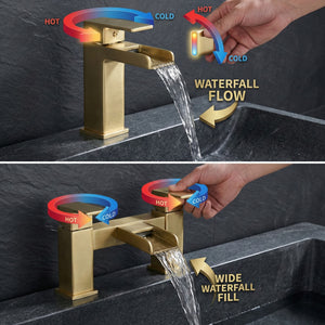ARKO Waterfall Bath Filler & Mixer Shower Set – Brass