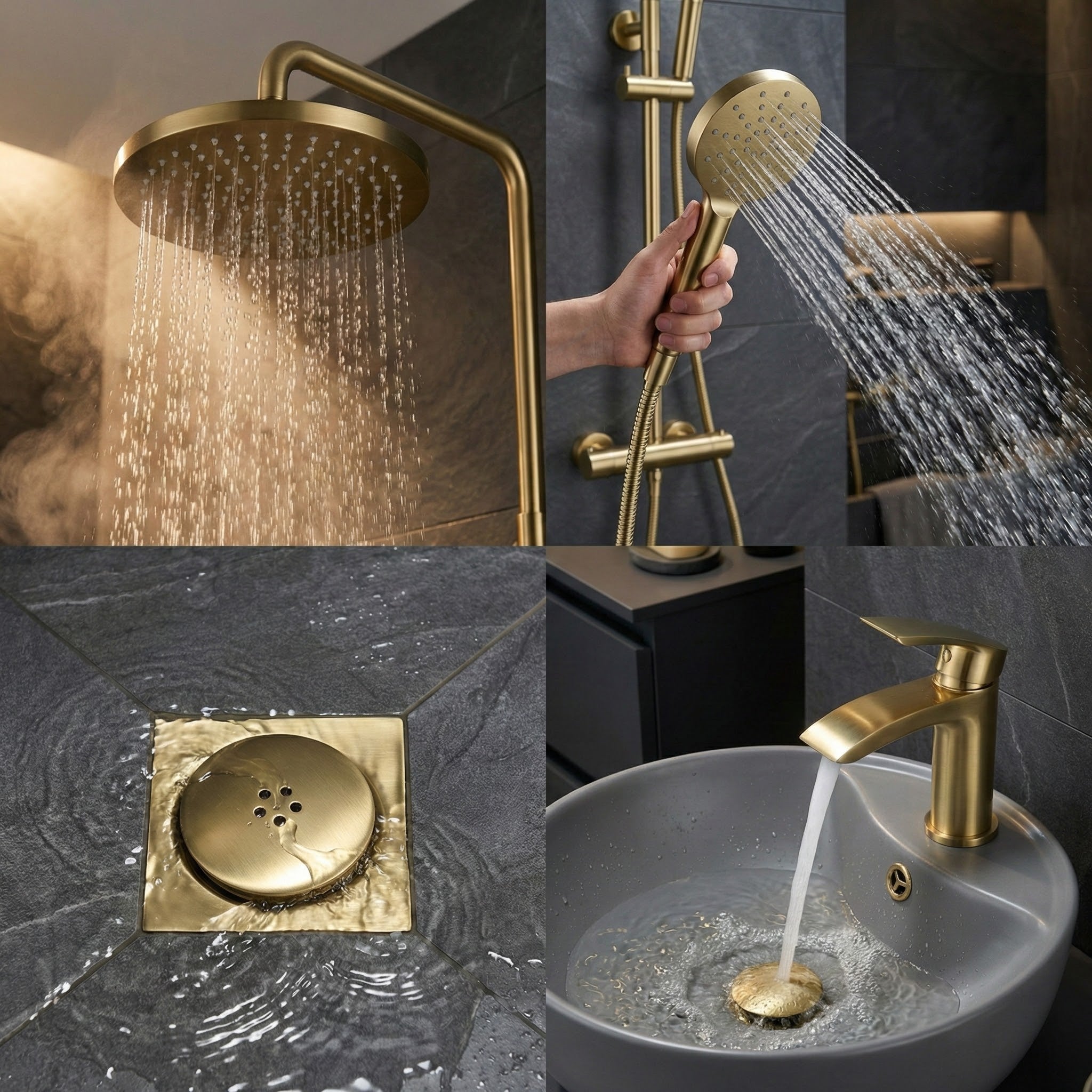 Arko Bathroom Capri Mixer Shower & Basin Mixer Tap Sets with Bath Shower Waste – Brass