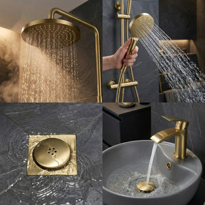 Arko Bathroom Capri Mixer Shower & Basin Mixer Tap Sets with Bath Shower Waste – Brass