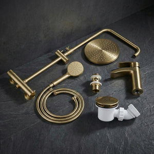 Arko Bathroom Capri Mixer Shower & Basin Mixer Tap Sets with Bath Shower Waste – Brass