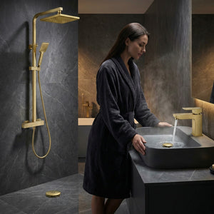 Arko Bathroom Verda Mixer Shower & Basin Mixer Tap Sets with Bath Shower Waste – Brass