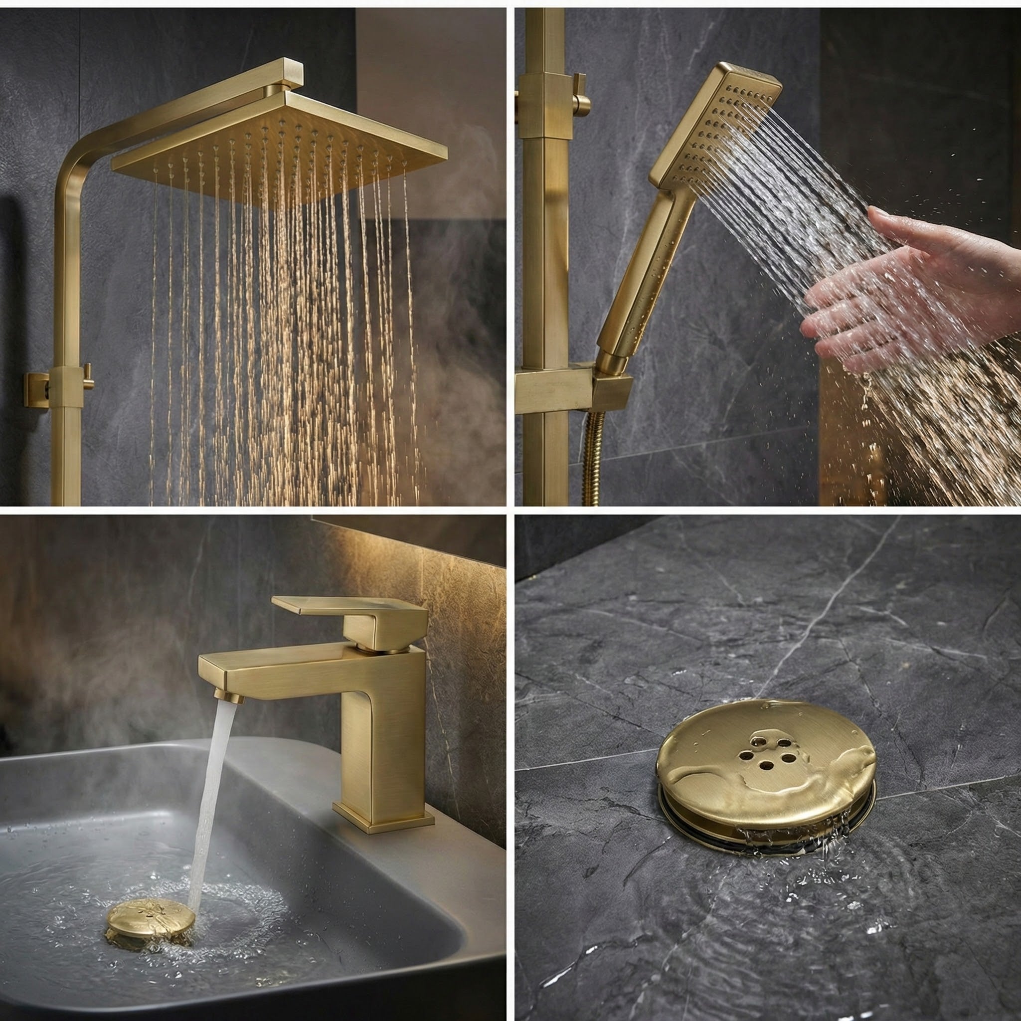 Arko Bathroom Verda Mixer Shower & Basin Mixer Tap Sets with Bath Shower Waste – Brass