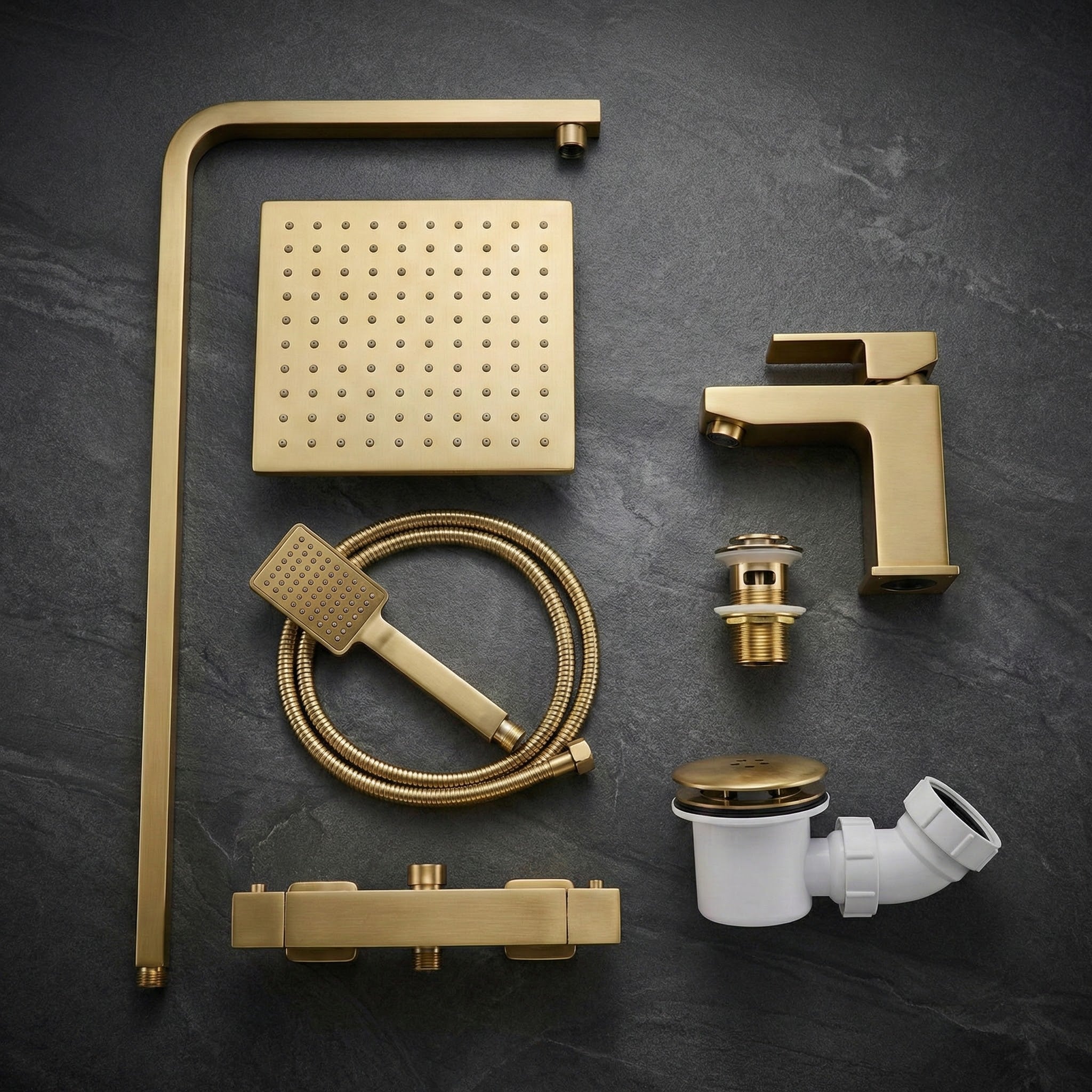 Arko Bathroom Verda Mixer Shower & Basin Mixer Tap Sets with Bath Shower Waste – Brass