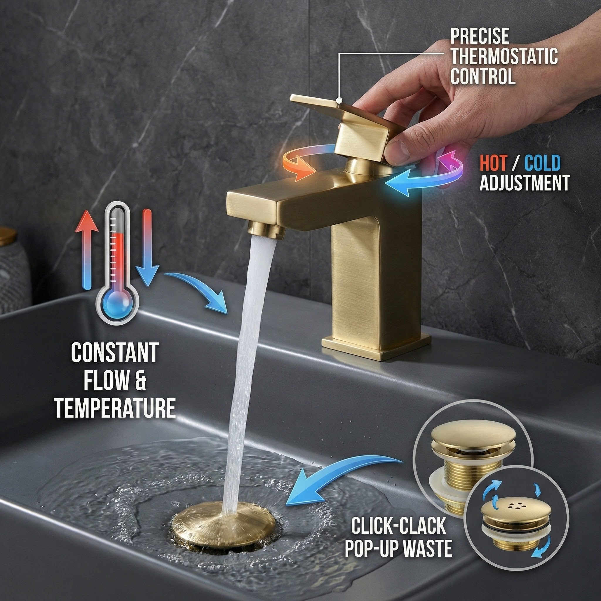 Arko Bathroom Verda Mixer Shower & Basin Mixer Tap Sets with Bath Shower Waste – Brass