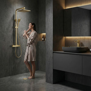 Arko Bathroom Waterfall Mixer Shower & Basin Mixer Tap Sets with Bath Shower Waste – Brass