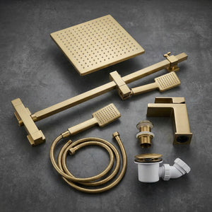 Arko Bathroom Waterfall Mixer Shower & Basin Mixer Tap Sets with Bath Shower Waste – Brass