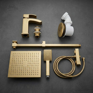 Arko Bathroom Vista Mixer Shower & Basin Mixer Tap Sets with Bath Shower Waste – Brass