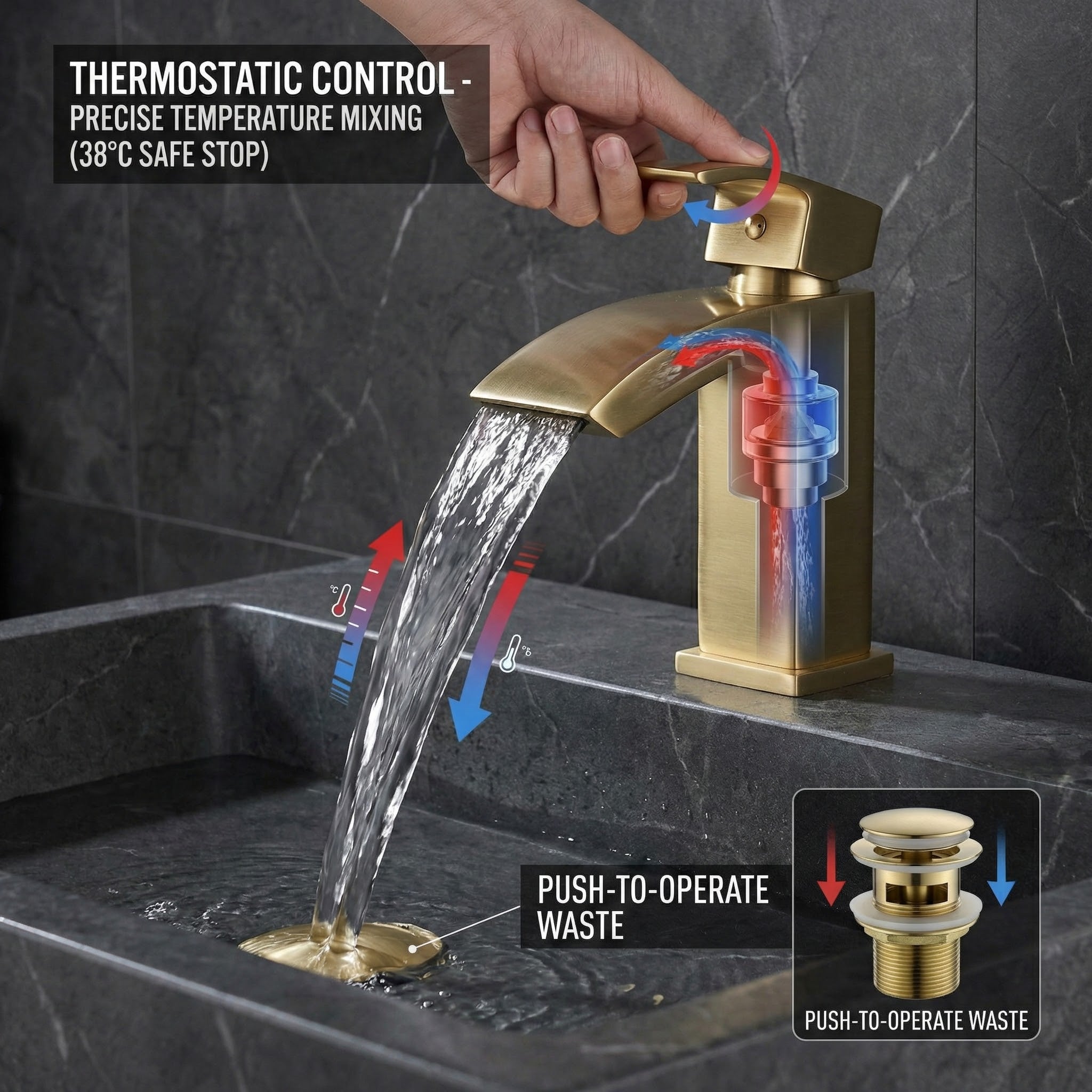 Arko Bathroom Vista Mixer Shower & Basin Mixer Tap Sets with Bath Shower Waste – Brass