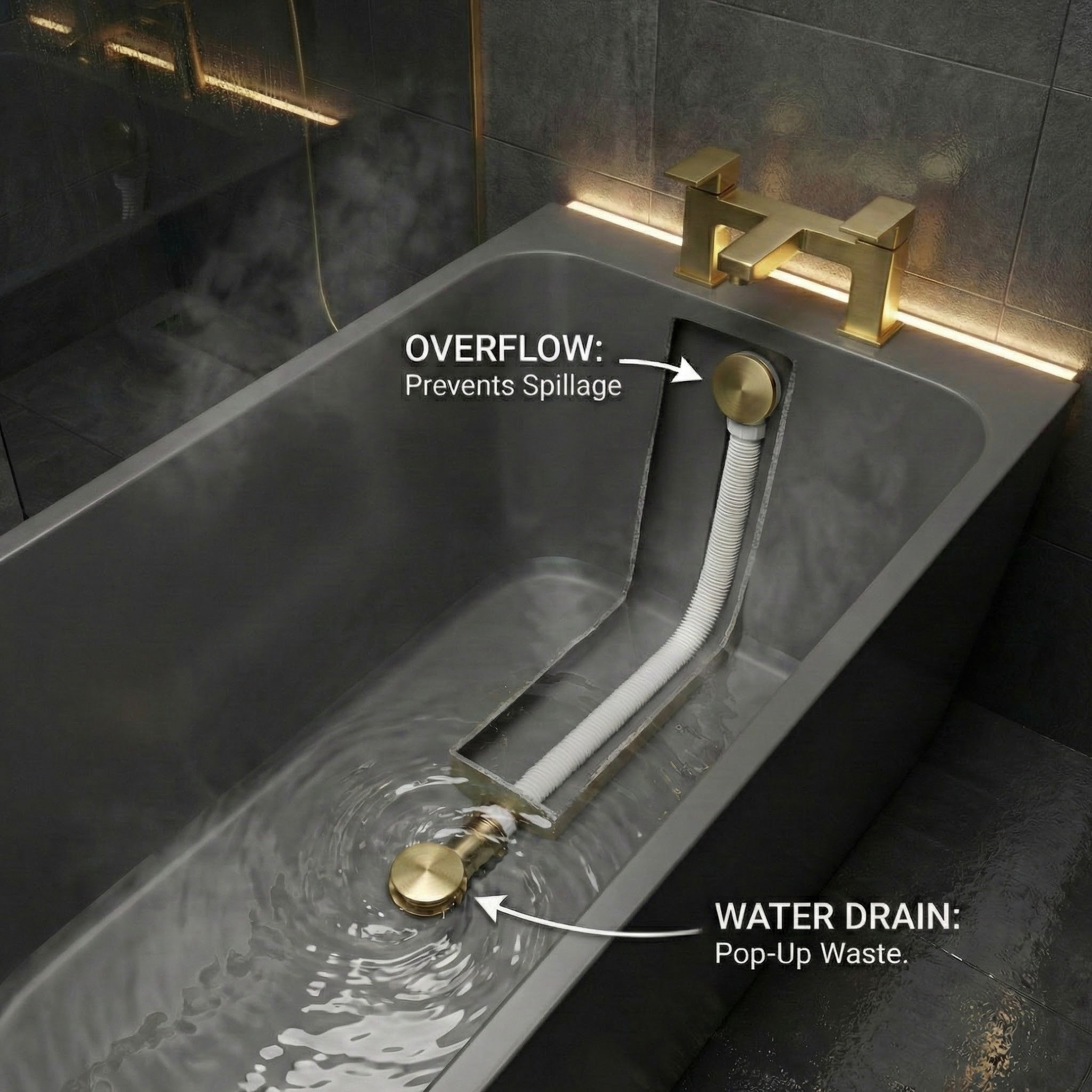 ARKO Verda Basin Mixer Tap, Bath Filler & Thermostatic Mixer Shower Set with Bath Waste – Brass