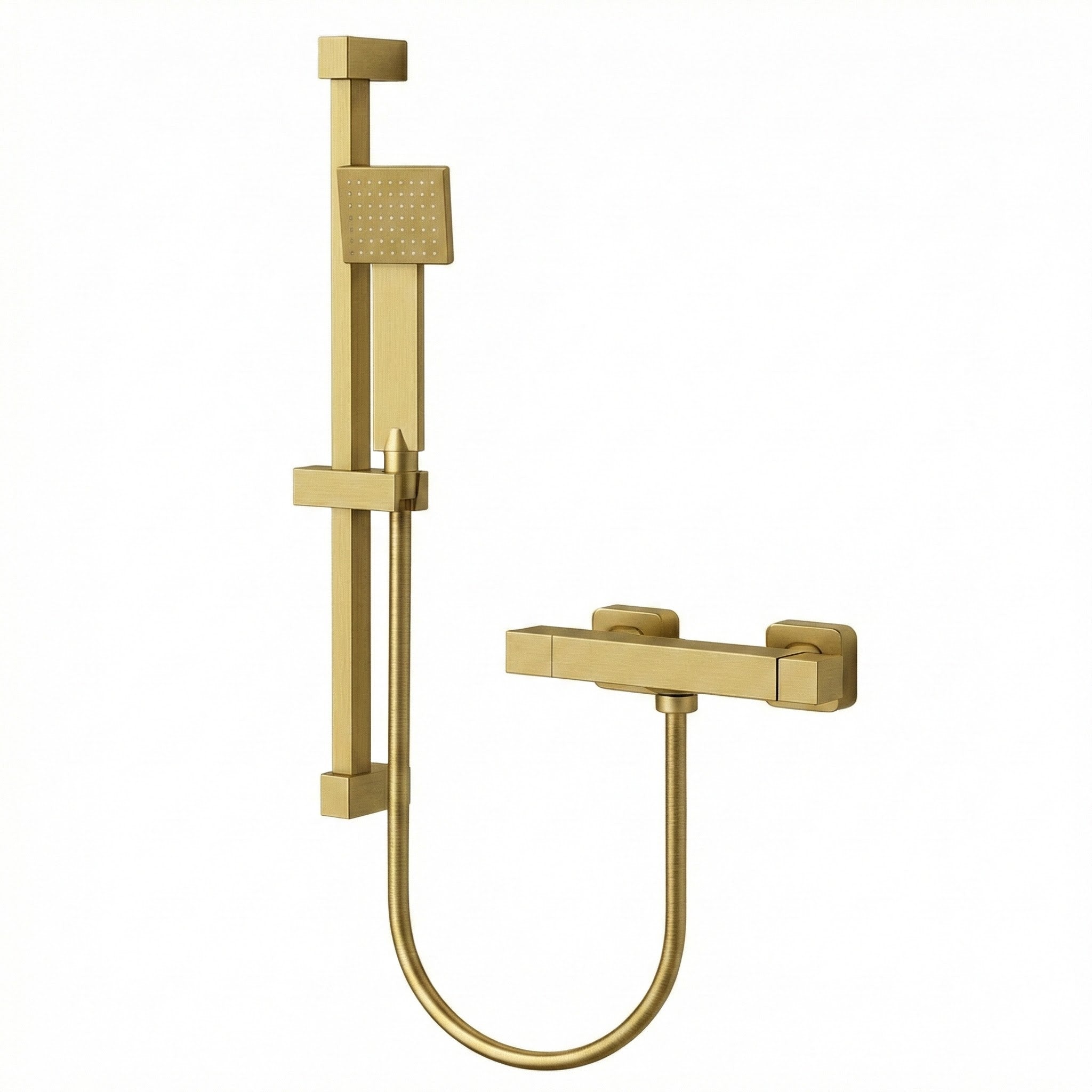 Arko Thermostatic Shower Mixer with Adjustable Riser Kit Exposed Square Shower – Brass