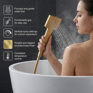 Arko Thermostatic Shower Mixer with Adjustable Riser Kit Exposed Square Shower – Brass