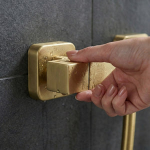 Arko Thermostatic Shower Mixer with Adjustable Riser Kit Exposed Square Shower – Brass