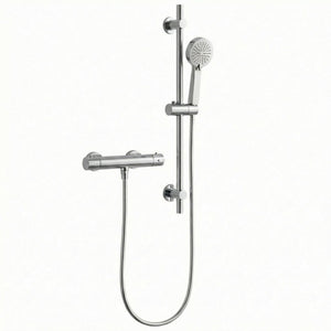 Arko Thermostatic Shower Mixer with Adjustable Riser Kit Exposed Round Shower – Chrome