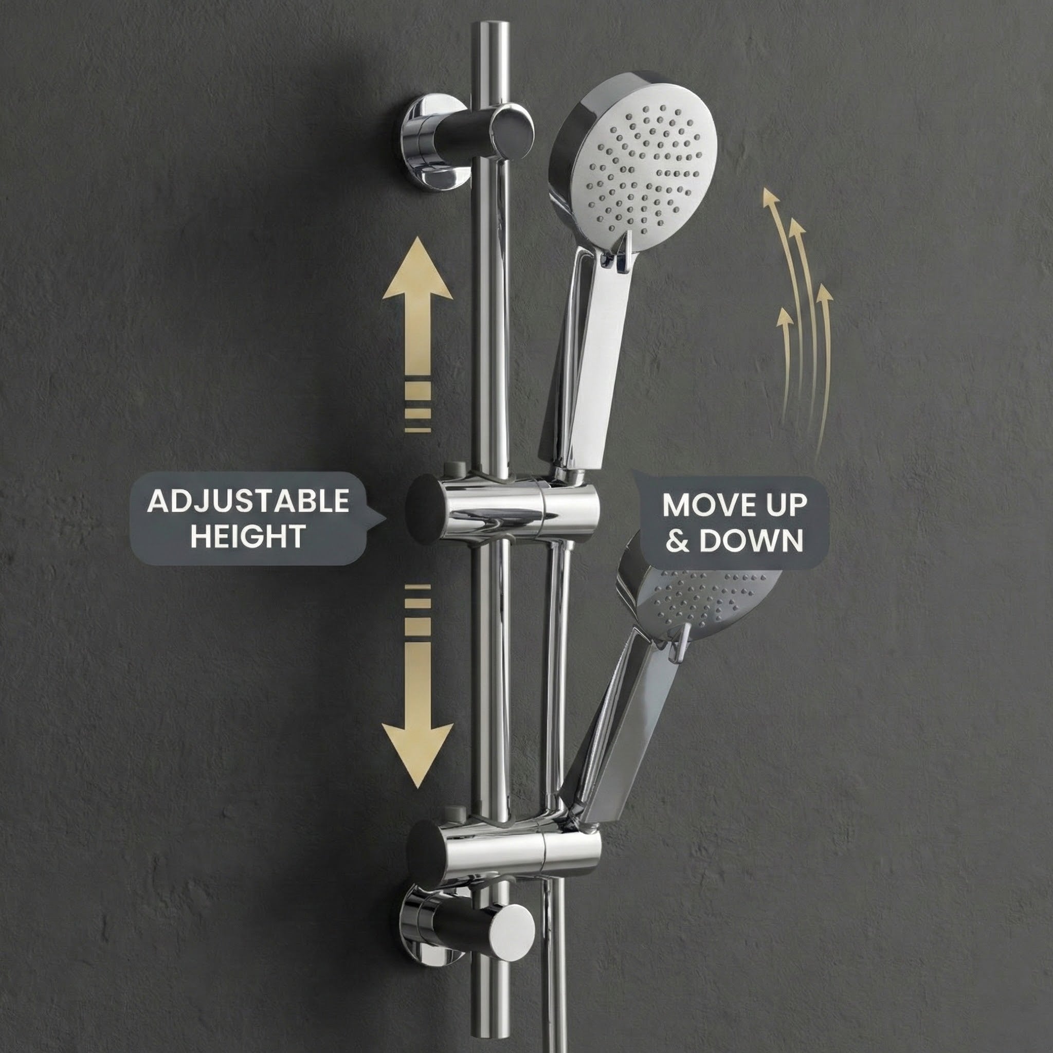 Arko Thermostatic Shower Mixer with Adjustable Riser Kit Exposed Round Shower – Chrome