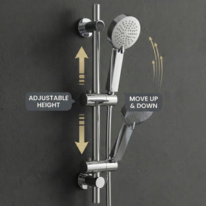Arko Thermostatic Shower Mixer with Adjustable Riser Kit Exposed Round Shower – Chrome