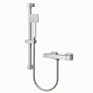 Arko Thermostatic Shower Mixer with Adjustable Riser Kit Exposed Square Shower – Chrome
