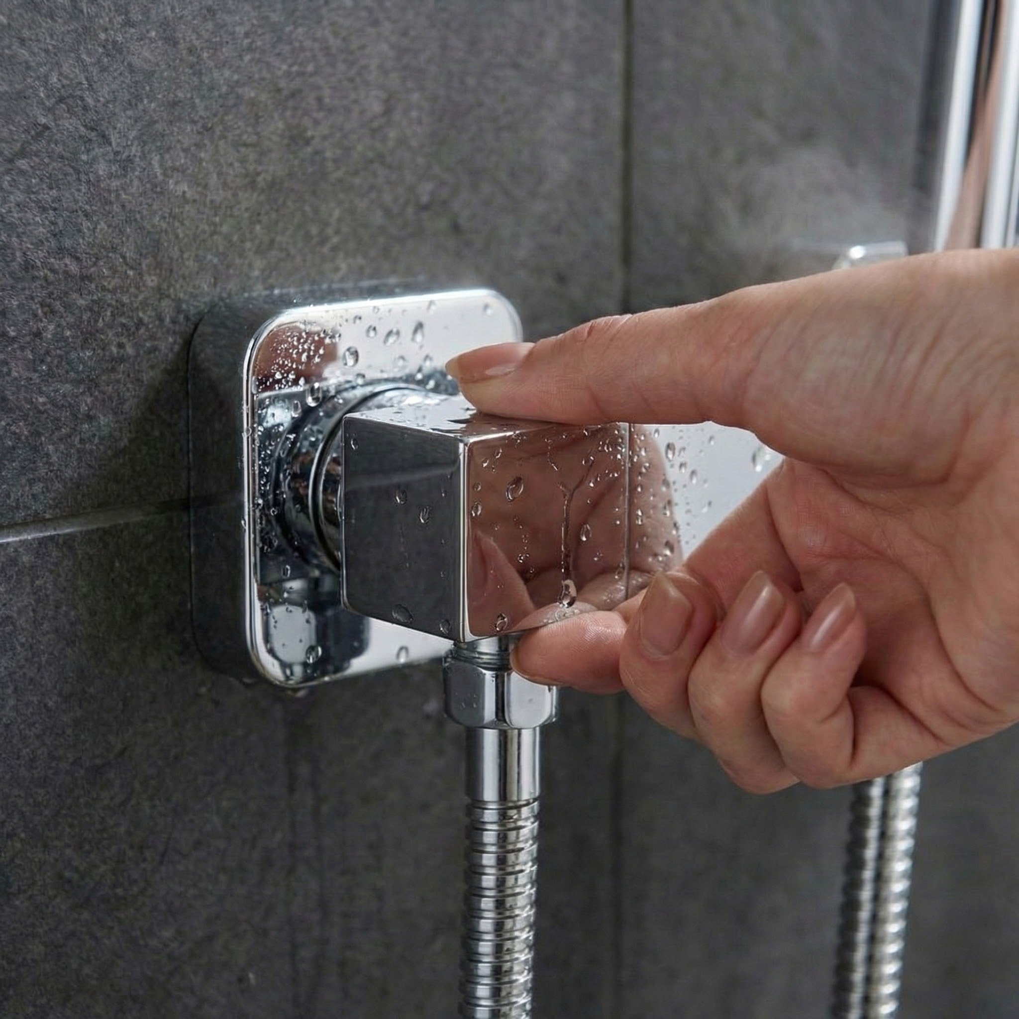 Arko Thermostatic Shower Mixer with Adjustable Riser Kit Exposed Square Shower – Chrome