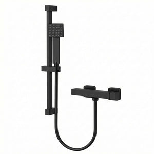 Arko Thermostatic Shower Mixer with Adjustable Riser Kit Exposed Square Shower –Black